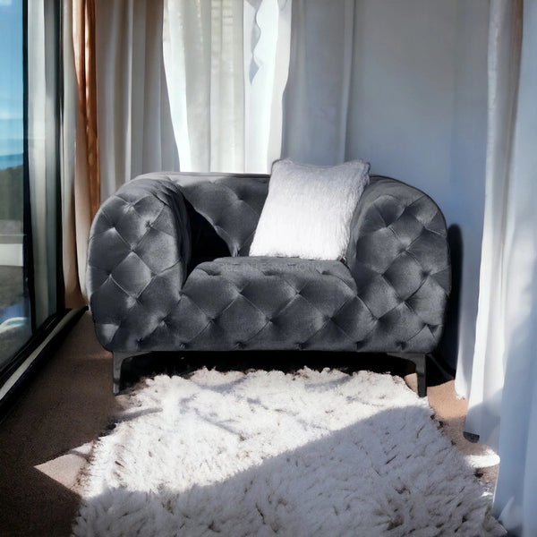 Button Tufted Design 3+1 Seater Fabric Sofa - Table - CRUZ INTERNATIONAL - Furniture Store