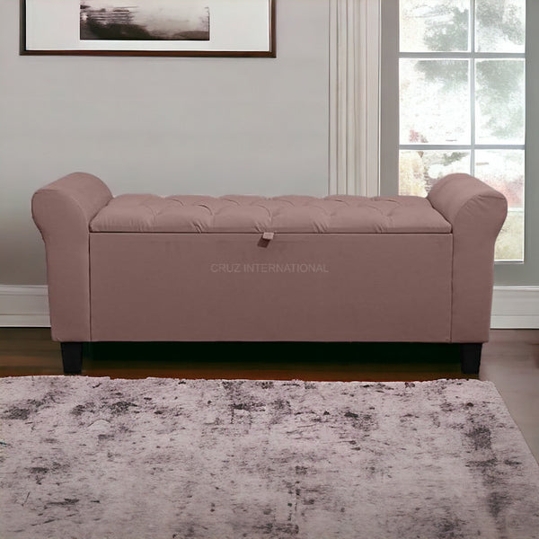 Velvet Fabric Ottoman Bench Couch with storage - Ottoman - CRUZ INTERNATIONAL - Furniture Store