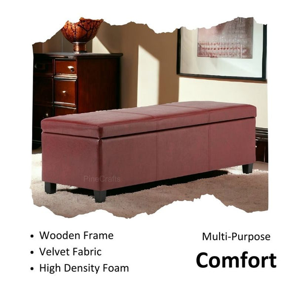 Stylish Velvet Bench Ottoman with Stainless Steel Legs - Settee & Diwaan - CRUZ INTERNATIONAL - Furniture Store