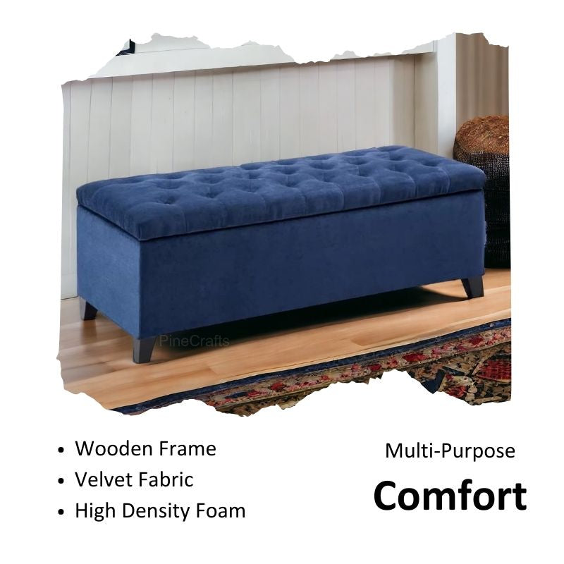 Velvet Bench Ottoman with Glossy Stainless Steel Legs – Comfortable & Chic