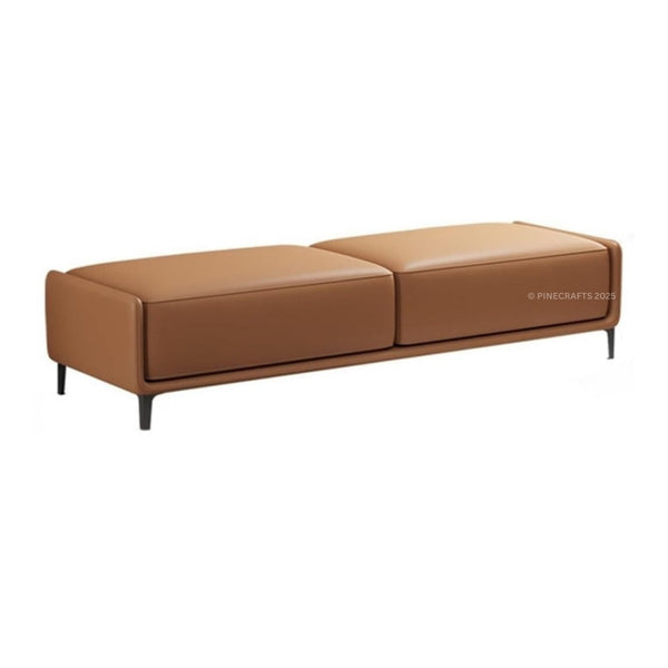 Brown leather bench on a white background