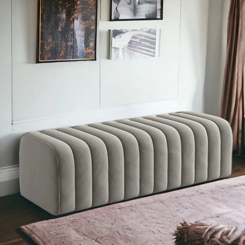 Modern Look Cute Fabric Ottoman Bench for Living Room Office Bedroom