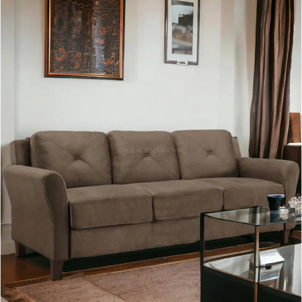 Modern Cute Look 3 Seater Fabric Sofa - Table - CRUZ INTERNATIONAL - Furniture Store