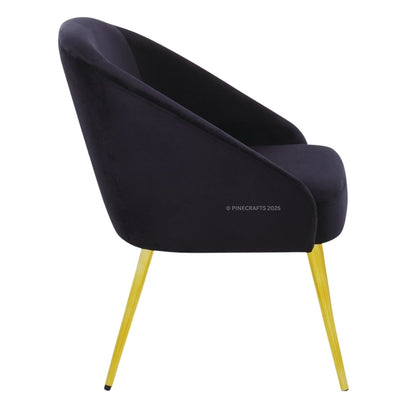 Black chair with yellow legs on a white background