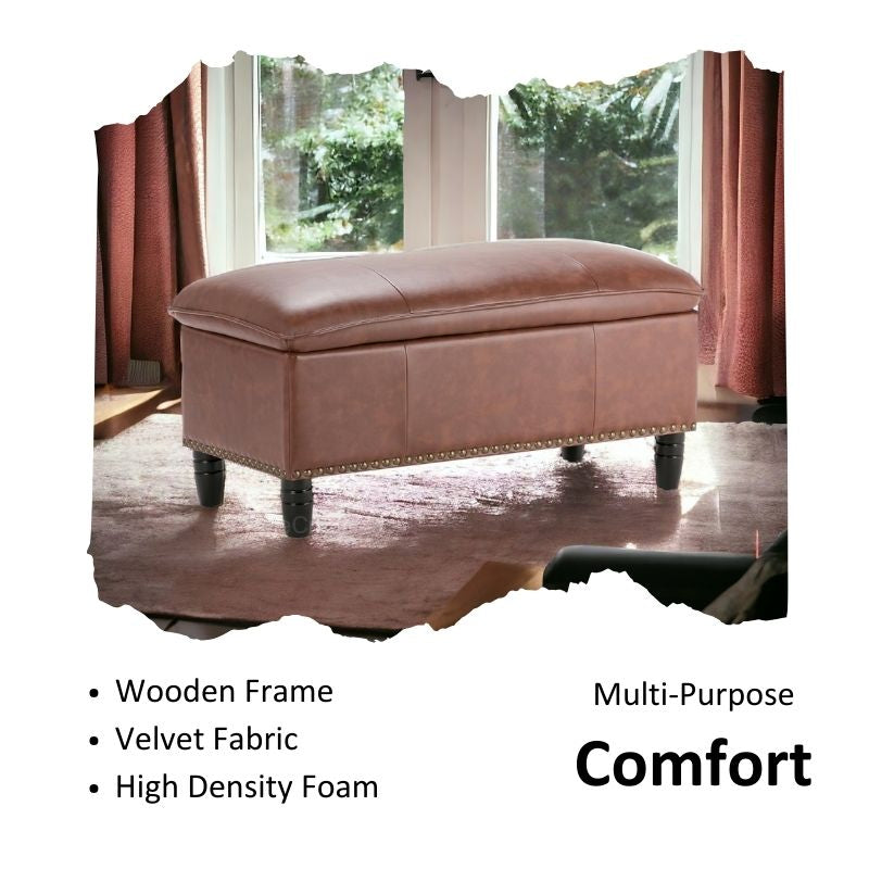 Premium Upholstered Bench Ottoman – High-Density Foam & Steel Finish
