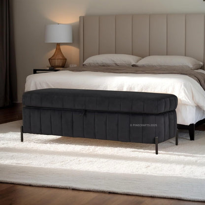 Velvet Upholstered Bench Ottoman