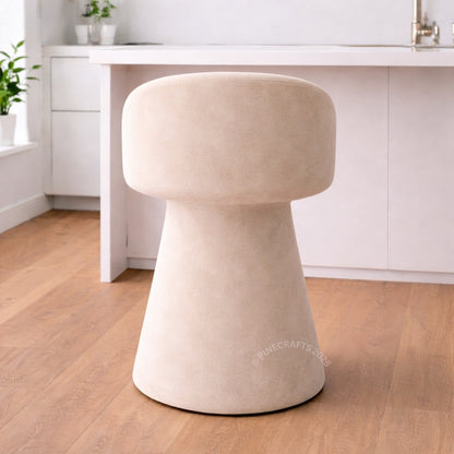 Luxury Sculpted Velvet Bar Chair | Legs-Free Pedestal Design | Premium Upholstered Bar Stool for Home & Café - BAR CHAIR - CRUZ INTERNATIONAL - Furniture Store