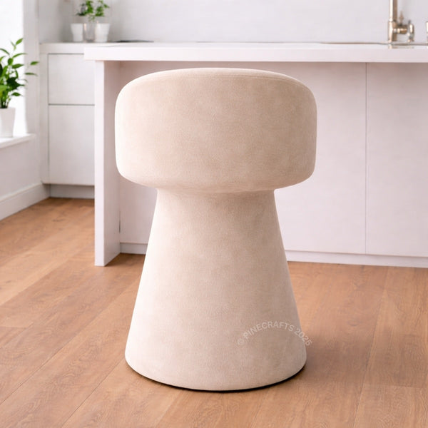 Luxury Sculpted Velvet Bar Chair | Legs-Free Pedestal Design | Premium Upholstered Bar Stool for Home & Café - BAR CHAIR - CRUZ INTERNATIONAL - Furniture Store