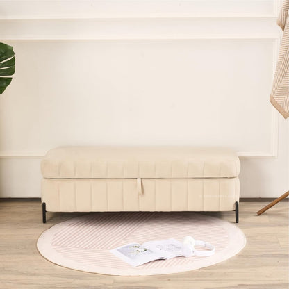 Velvet Upholstered Bench Ottoman