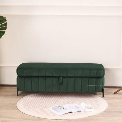 Velvet Upholstered Bench Ottoman