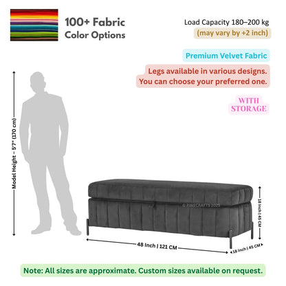 Velvet Upholstered Bench Ottoman
