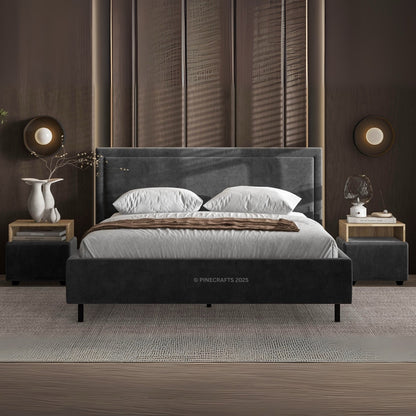 Luxury Upholstered Bed with Solid Wood Frame
