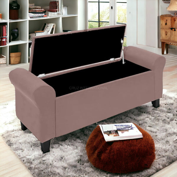 Velvet Fabric Ottoman Bench Couch with storage - Ottoman - CRUZ INTERNATIONAL - Furniture Store