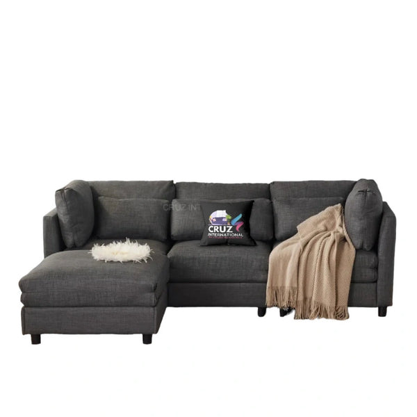 Modern 3 Seater L Shape Fabric Sofa for Living Room - Table - CRUZ INTERNATIONAL - Furniture Store