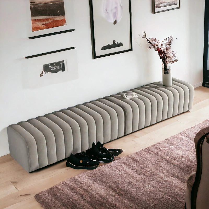 Modern Look Cute Fabric Ottoman Bench for Living Room Office Bedroom