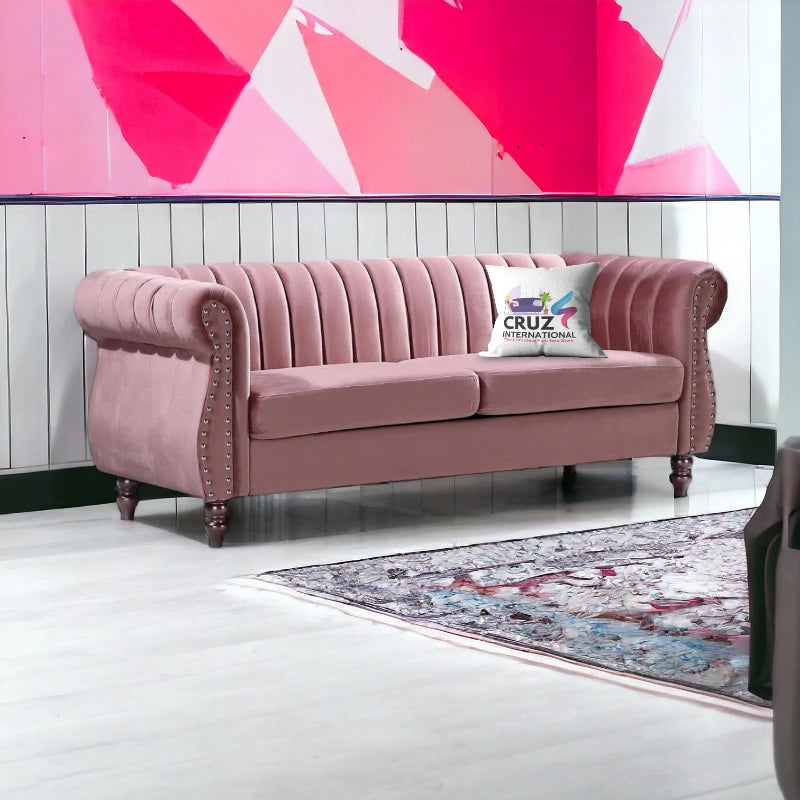 Royal Fabric 3 Seater Sofa Couch for Your Living Room, Office (Rosegold)