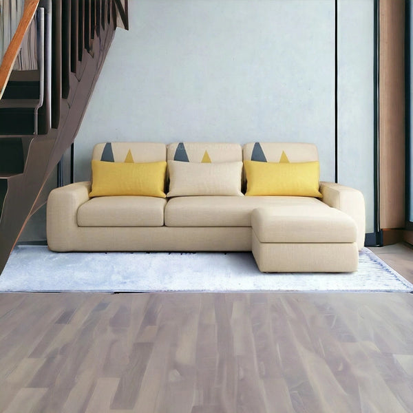 Modern Cute Look 4 Seater L Shape Fabric Sofa - Sofa - CRUZ INTERNATIONAL - Furniture Store