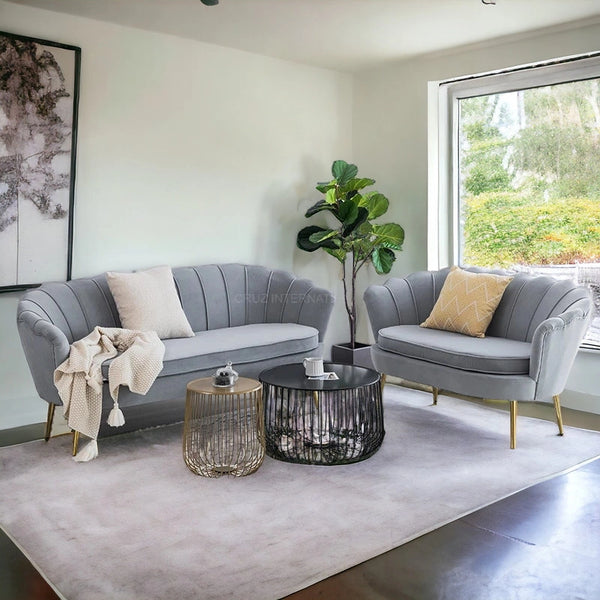 Modern Cute Look 3 Seater Fabric Sofa Set - Table - CRUZ INTERNATIONAL - Furniture Store