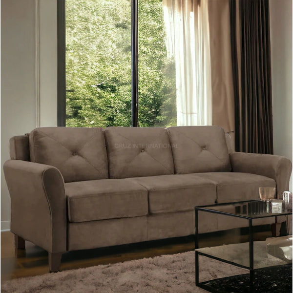 Modern Cute Look 3 Seater Fabric Sofa - Table - CRUZ INTERNATIONAL - Furniture Store