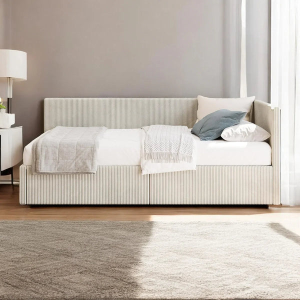 Elegant Single Fabric Diwan Bed with Storage - Living Room Chair - CRUZ INTERNATIONAL - Furniture Store