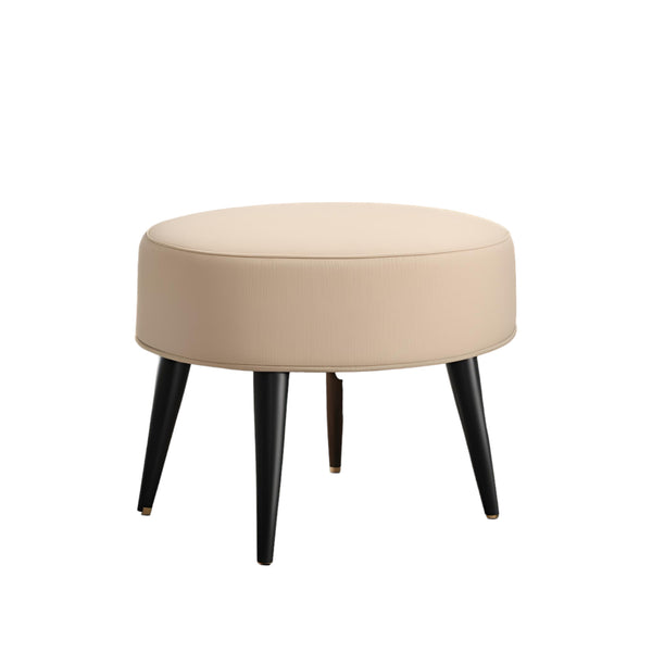 PineCrafts Circle Puffy Ottoman (Beige+Black) - Ottoman - CRUZ INTERNATIONAL - Furniture Store