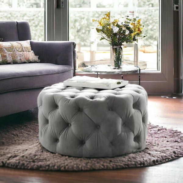 Retro Button Tufted Fabric Ottoman Bench - Table - CRUZ INTERNATIONAL - Furniture Store
