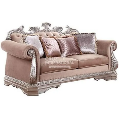 Luxury Rosegold Carved 3 Seaters Sofa CRUZ INTERNATIONAL