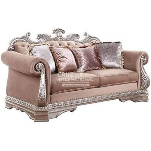 Luxury Rosegold Carved 3 Seaters Sofa CRUZ INTERNATIONAL