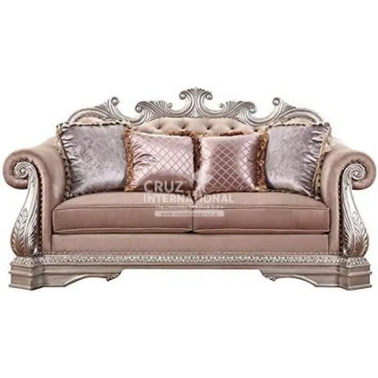 Luxury Rosegold Carved 3 Seaters Sofa CRUZ INTERNATIONAL