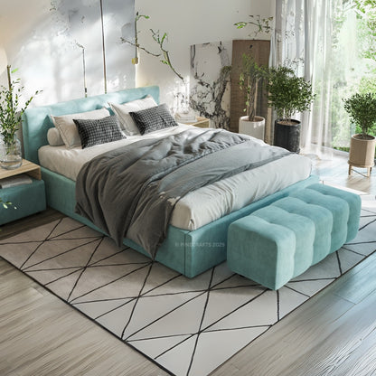 Contemporary Upholstered Wooden Bed