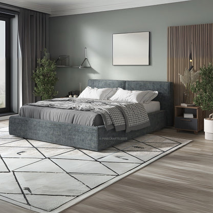 Luxury Velvet Upholstered Wooden Bed