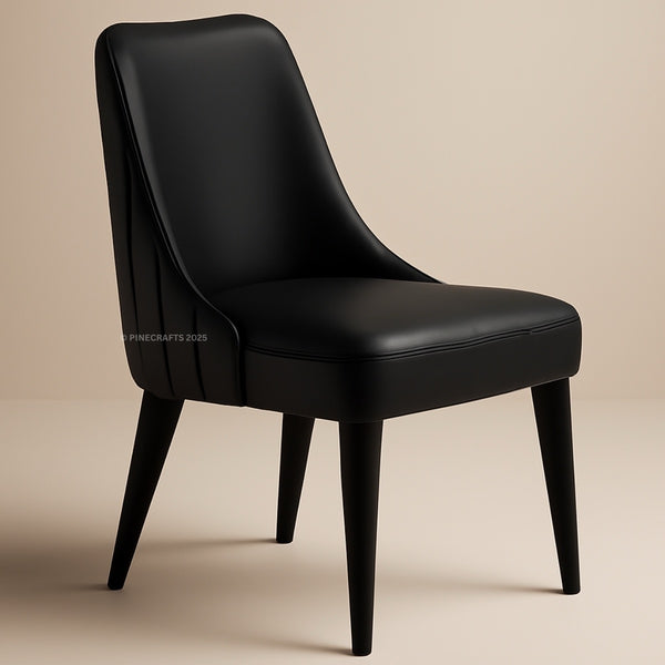 Black leather chair on a beige background