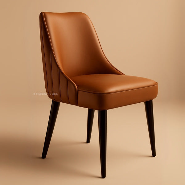 Brown leather chair on a beige background