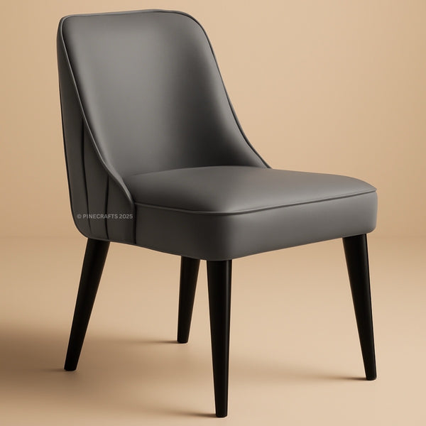 Gray chair with black legs on a beige background