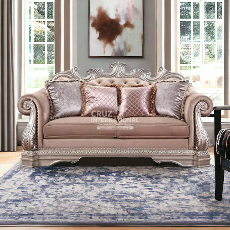 Luxury Rosegold Carved 3 Seaters Sofa