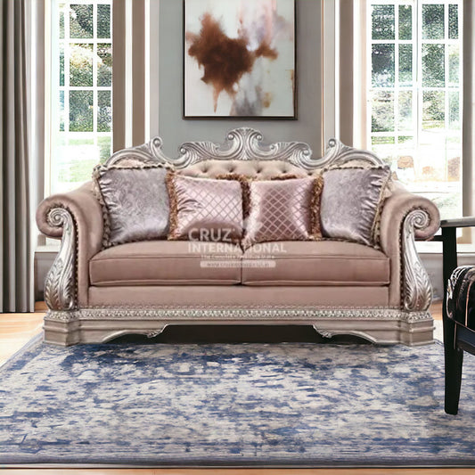 Luxury Rosegold Carved 3 Seaters Sofa