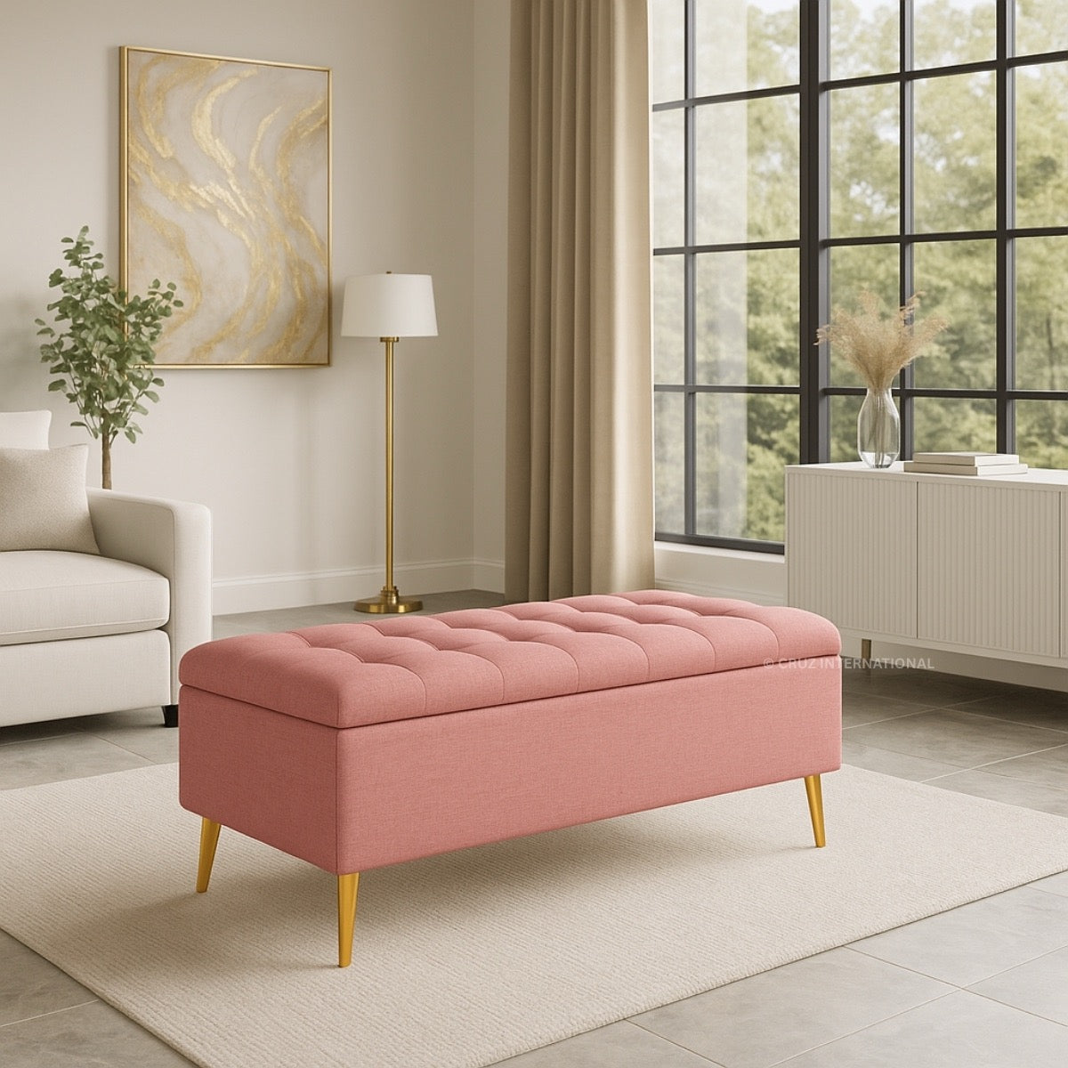 Premium Bench & Ottoman | Solid Wood