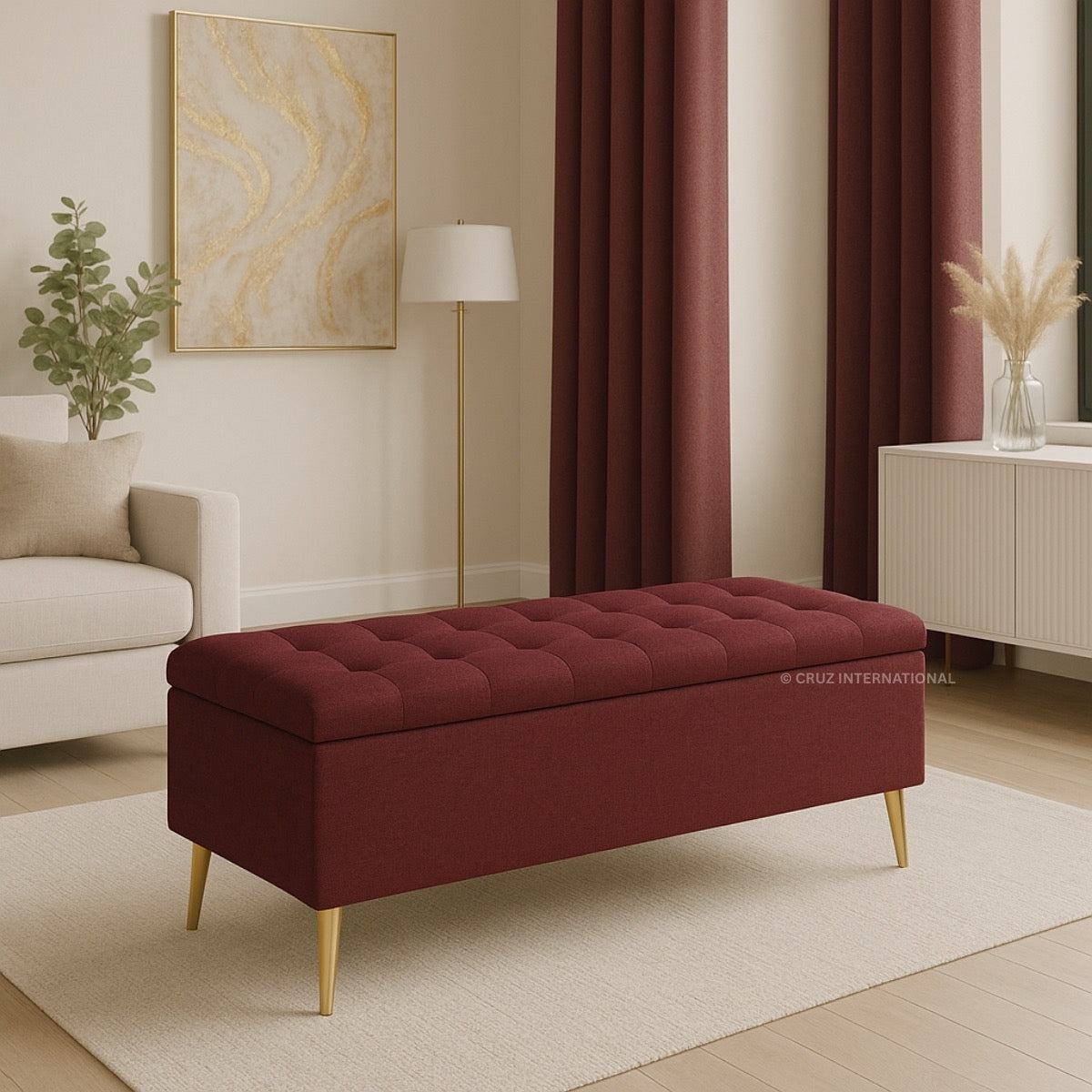Premium Bench & Ottoman | Solid Wood
