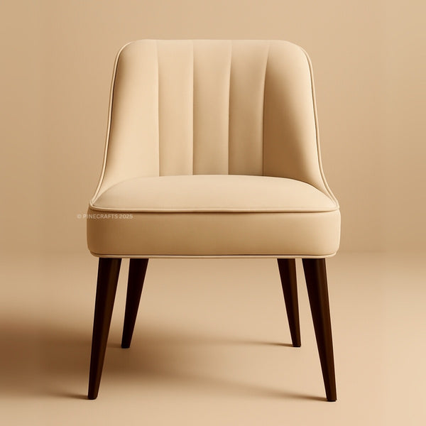 Beige chair with wooden legs on a beige background