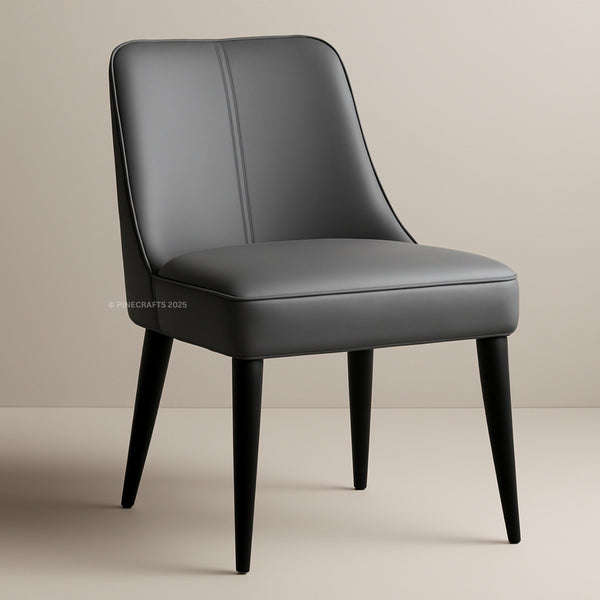 Gray chair with black legs on a beige background