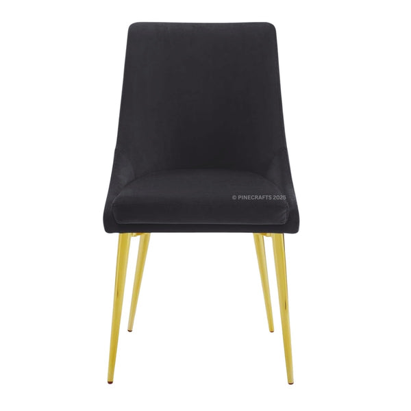 Black chair with gold legs on a white background