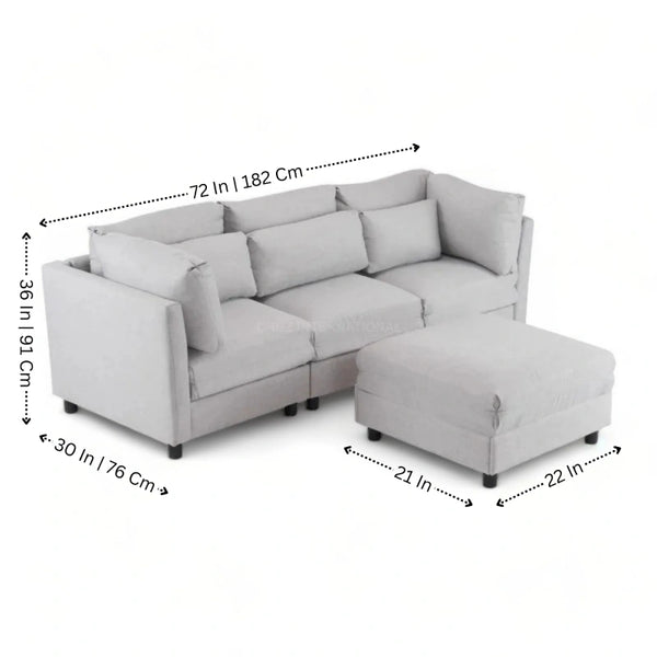 Modern Cute Look 4 Seater L Shape Fabric Sofa - Table - CRUZ INTERNATIONAL - Furniture Store