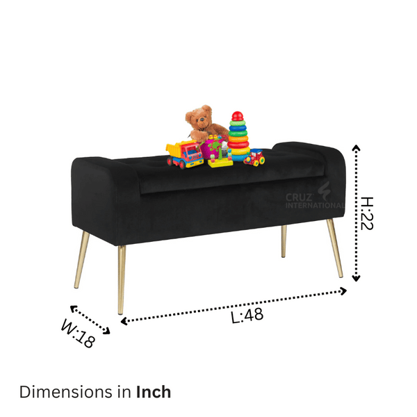 Living Room Solid Wood Modern Bench CRUZ INTERNATIONAL