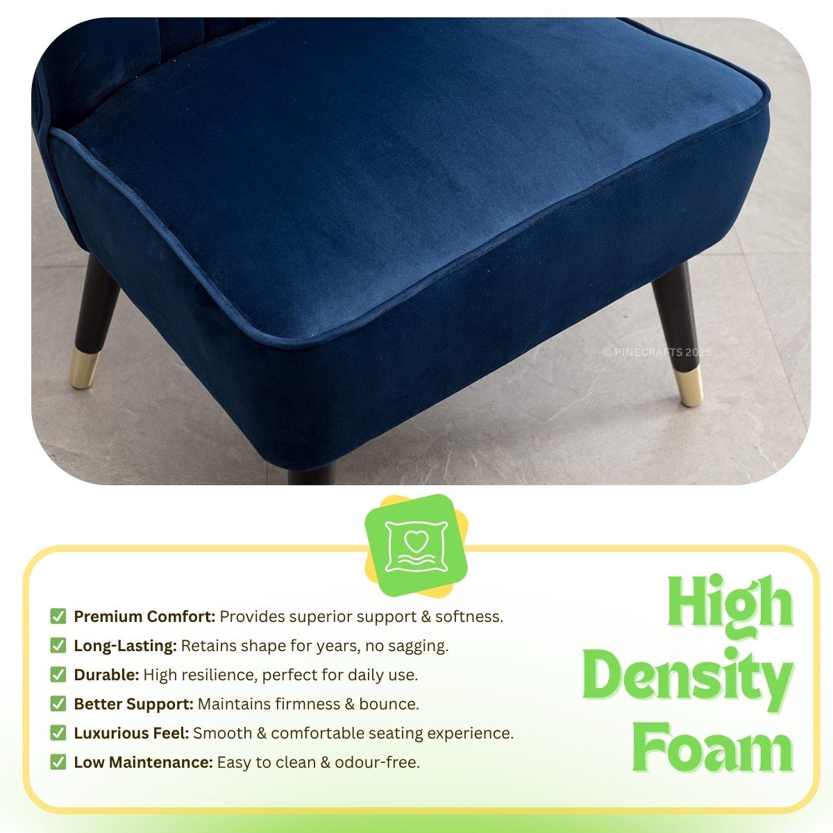 Solid Wood Velvet Living Room Chair
