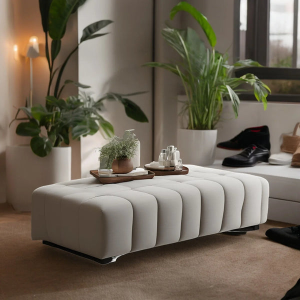 Luxury Wooden Bench with Velvet Cushion - Ottoman - CRUZ INTERNATIONAL - Furniture Store