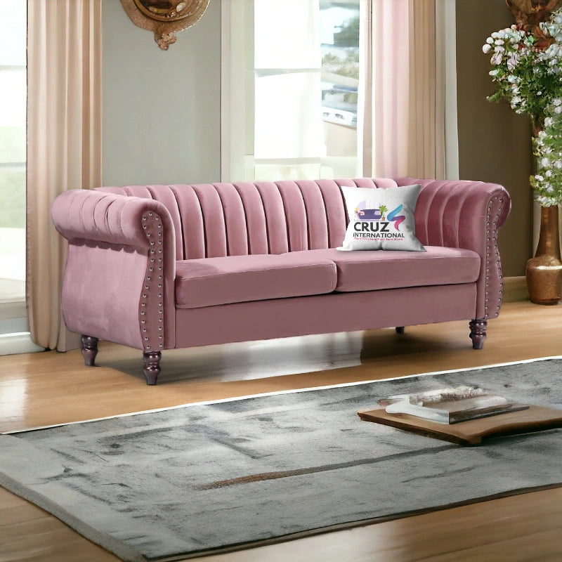 Royal Fabric 3 Seater Sofa Couch for Your Living Room, Office (Rosegold)