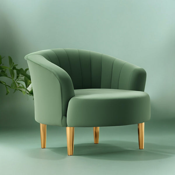 Modern Velvet Accent Chair - Ottoman - CRUZ INTERNATIONAL - Furniture Store