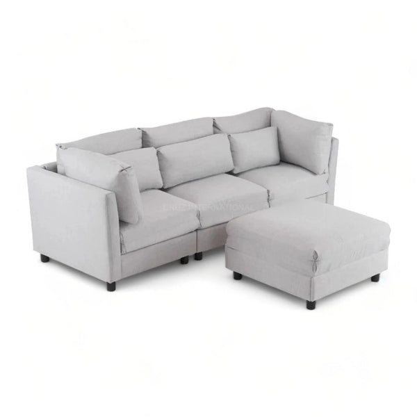 Modern Cute Look 4 Seater L Shape Fabric Sofa - Table - CRUZ INTERNATIONAL - Furniture Store