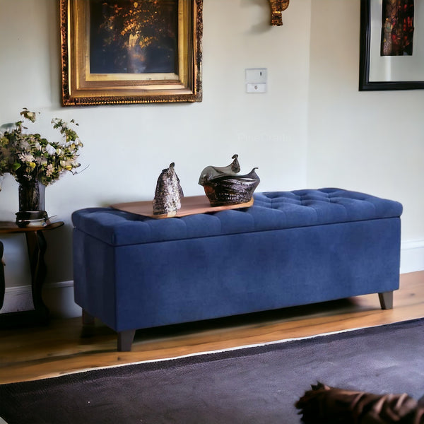 Velvet Bench Ottoman with Glossy - Settee & Diwaan - CRUZ INTERNATIONAL - Furniture Store