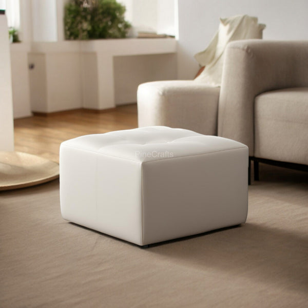 PineCrafts Square Puffy Ottoman (Beige) - Ottoman - CRUZ INTERNATIONAL - Furniture Store